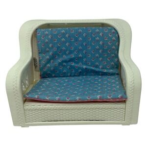 Vintage 1980's Barbie Dream Cottage White Faux Wicker Furniture Pull Out Sofa